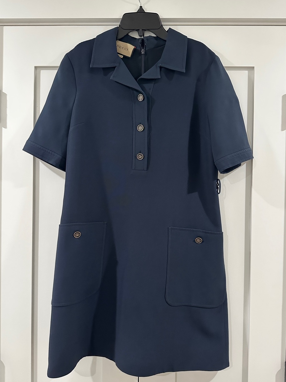 AUTHENTIC Gucci Dark Navy Short-Sleeve Polo Shift Dress
